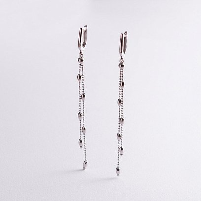 Срібні висячі сережки з кульками 123074