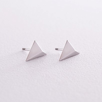 Сережки - пусети "Піраміда" у білому золоті с08088 №3