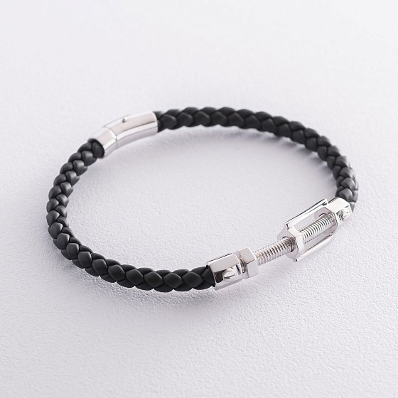 Каучуковый браслет из белого золота б03986
