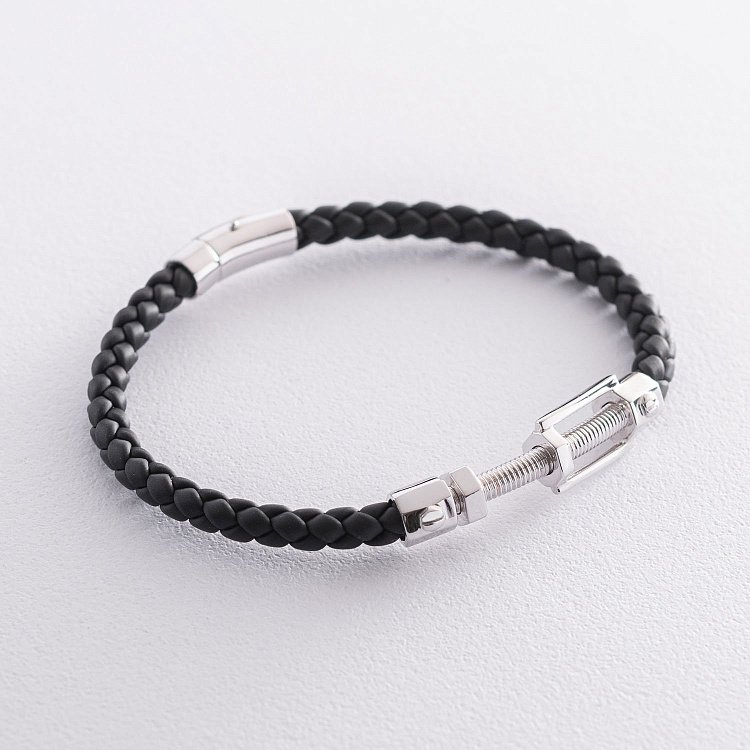 Каучуковый браслет из белого золота б03986 от ювелирного магазина Оникс