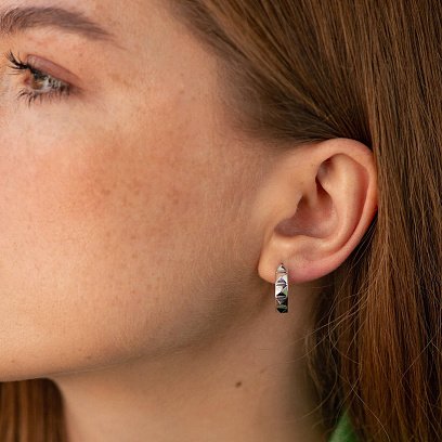 Сережки - кільця у білому золоті с09011 №5