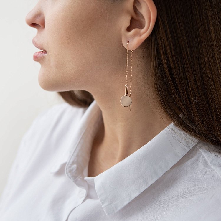 Золоті сережки "Монетки" (протяжки) с07732 від ювелірного магазину Онікс - 3