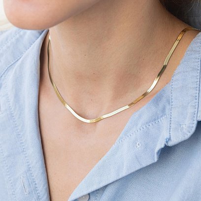 Серебряное колье "Наоми" с позолотой (снейк) 15152 №9