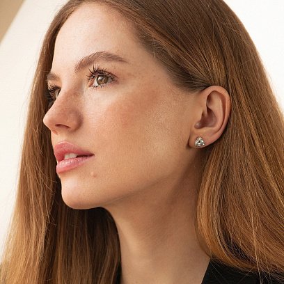 Серебряные серьги - пусеты "Сплетение" 122753 №4