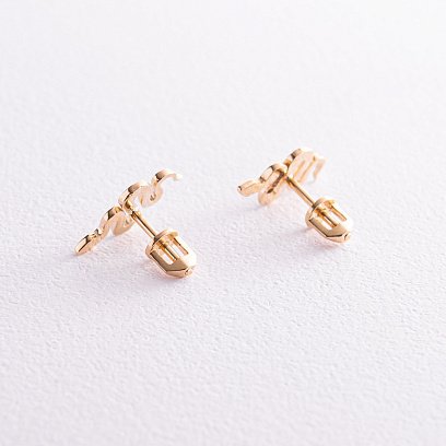 Сережки - пусети "Змії" у жовтому золоті с07975 №4