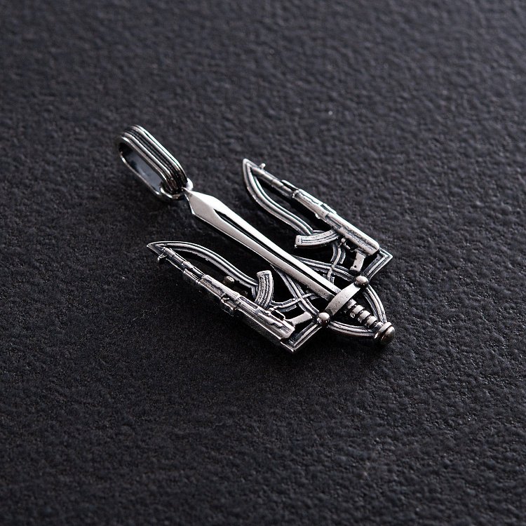 Подвеска "Герб Украины - Тризуб" в серебре 133150 - 4 Подвеска "Герб Украины - Тризуб" в серебре 133150 от ювелирного магазина Оникс - 4