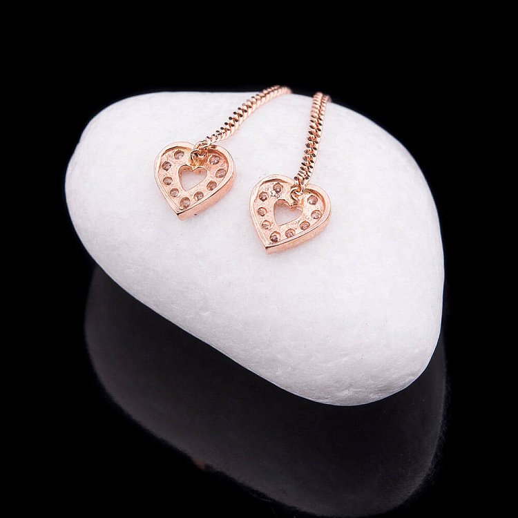 Золоті сережки "Сердечка" з фіанітами с02935 від ювелірного магазину Онікс - 2