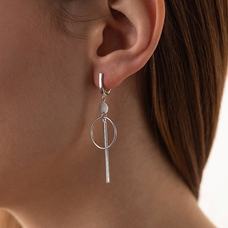 Сережки "Геометрія" у білому золоті с08153 - 4 Сережки "Геометрія" у білому золоті с08153 від ювелірного магазину Онікс - 4