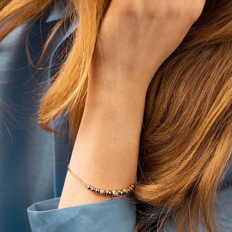 Браслет "Кульки" у червоному золоті б04983 від ювелірного магазину Онікс - 5