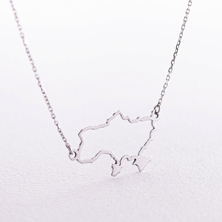 Кольє "Карта України" у білому золоті 4034б від ювелірного магазину Онікс