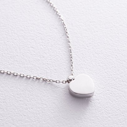 Кольє "Сердечко" з синт. опалом (біле золото) кол02411 №5