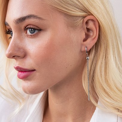 Срібні висячі сережки "Кульки" 123141 №2