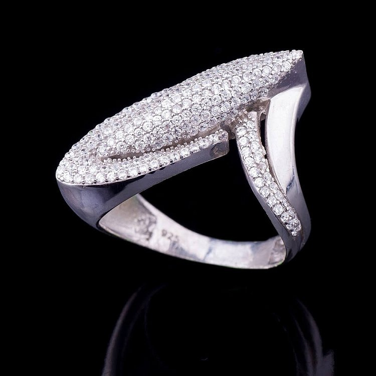 Кольцо (фианиты, родий) 111237 от ювелирного магазина Оникс - 2