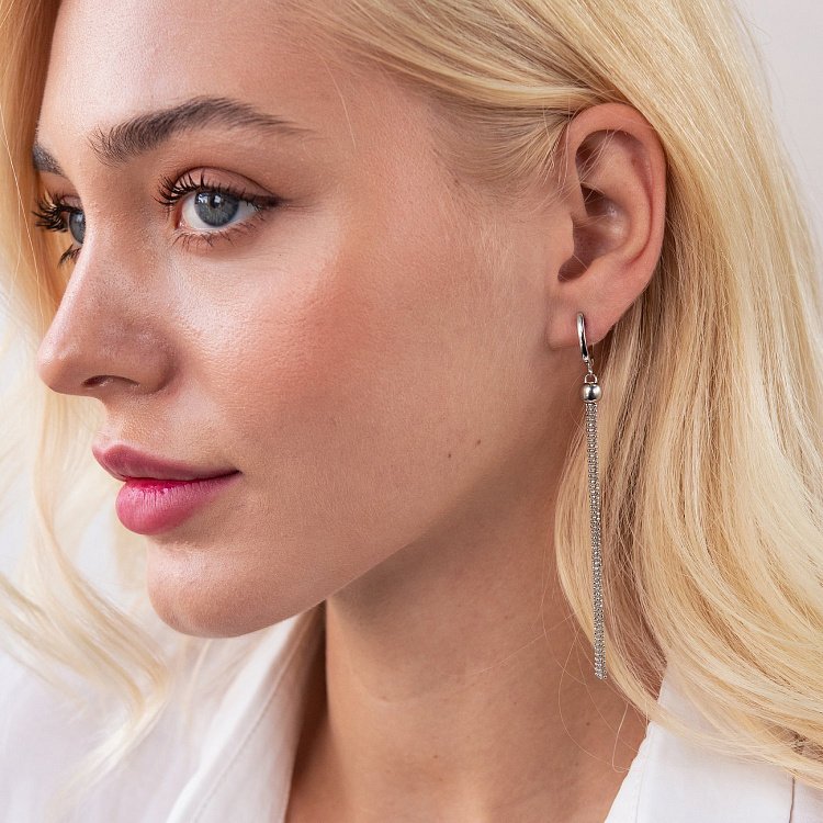 Срібні висячі сережки "Кульки" 123141 від ювелірного магазину Онікс - 3