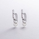 Срібні сережки з перлами і фіанітами 902-00333 от ювелирного магазина Оникс