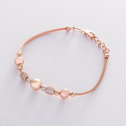 Золотий браслет з фіанітами б02983 №3