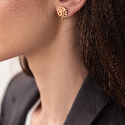 Сережки - пусети "Теона" у червоному золоті с07799 №8