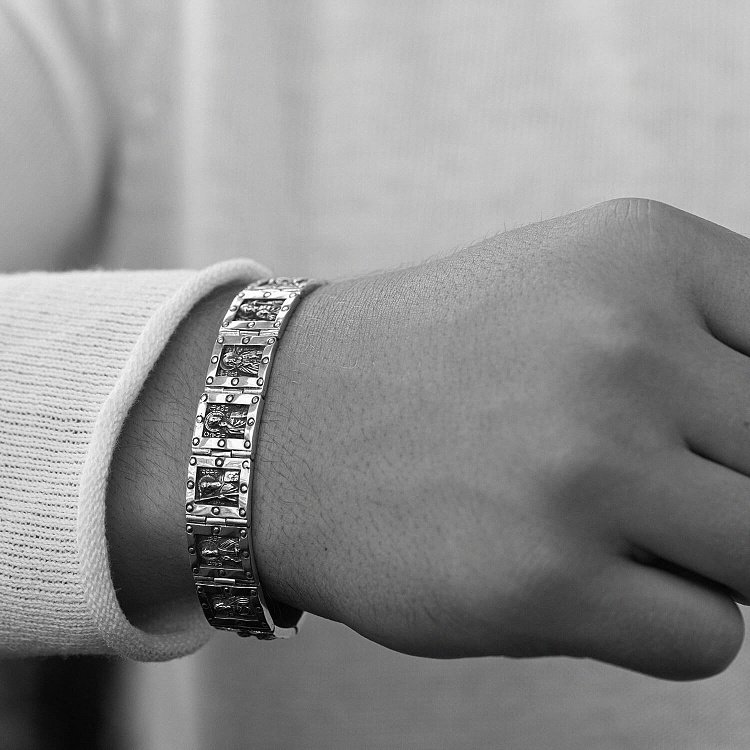 Православний срібний браслет "Святі Мужі"  076 від ювелірного магазину Онікс - 7