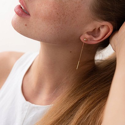 Золоті сережки - протяжки "Кульки" с07955 №4