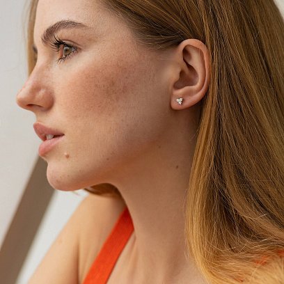 Сережки - пусети з діамантами (біле золото) 322471121 №4