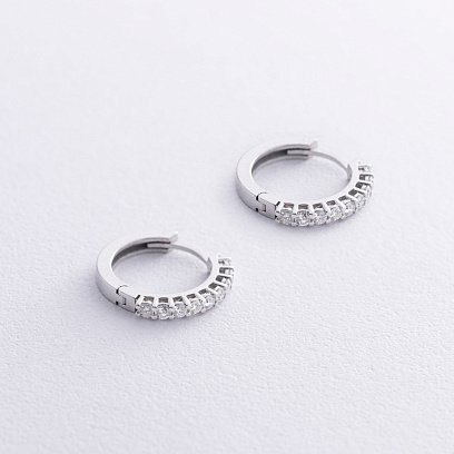 Золоті сережки - кільця з діамантами 314261121 №3