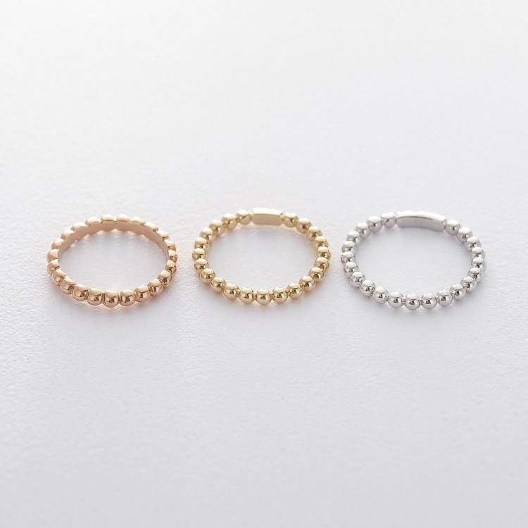 Золота каблучка з кульками к06121 від ювелірного магазину Онікс - 4