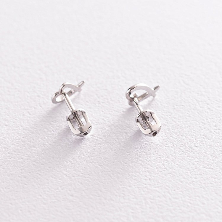 Серьги - пусеты "Сердечки" в белом золоте с07122 от ювелирного магазина Оникс - 2