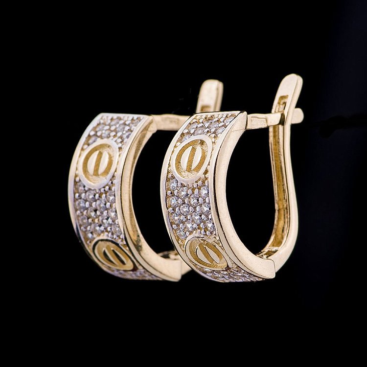 Золоті сережки з фіанітами с04596 від ювелірного магазину Онікс