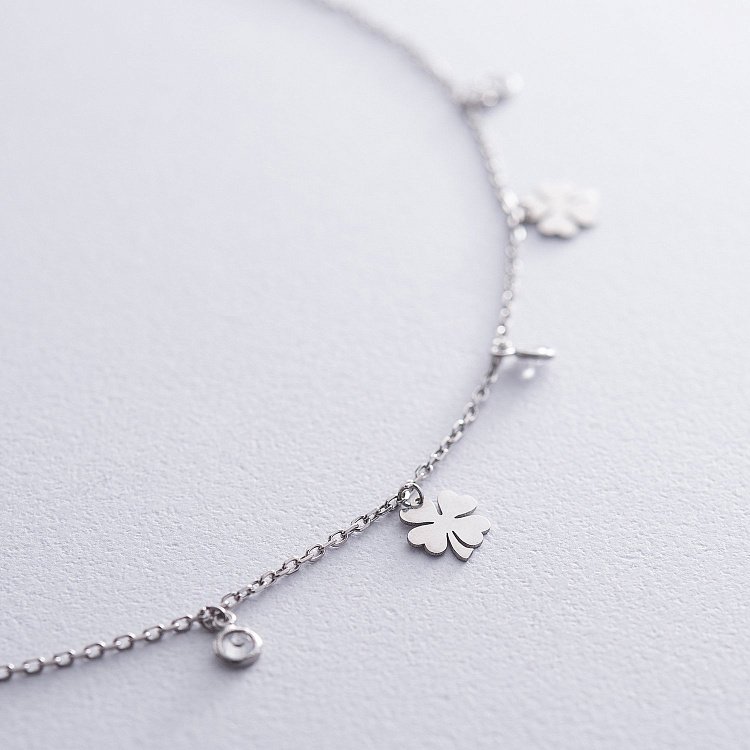 Срібне кольє Конюшина з фіанітами 18875 від ювелірного магазину Онікс - 2