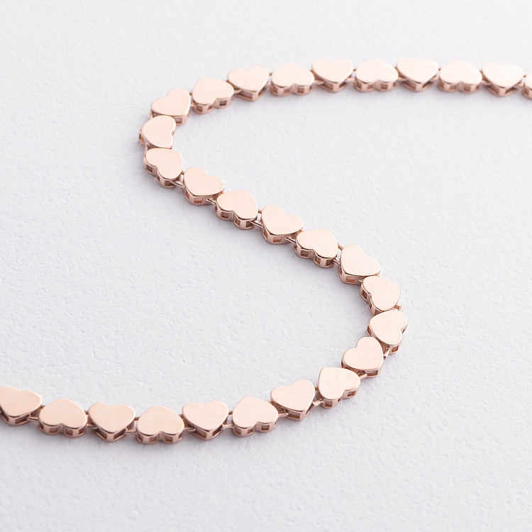 Браслет "Сердечки" у червоному золоті б05782 від ювелірного магазину Онікс - 2