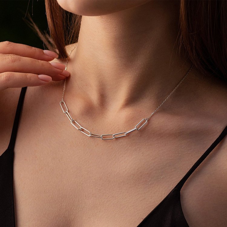 Серебряное колье "Цепочка" 181203 от ювелирного магазина Оникс