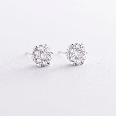 Золоті сережки-пусети з діамантами сб0265cha