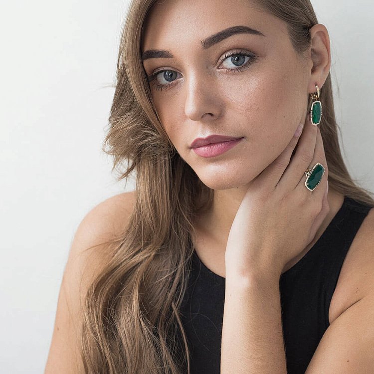 Золотые серьги с агатом и бриллиантами сб0063A1 - 2 Золотые серьги с агатом и бриллиантами сб0063A1 от ювелирного магазина Оникс - 2