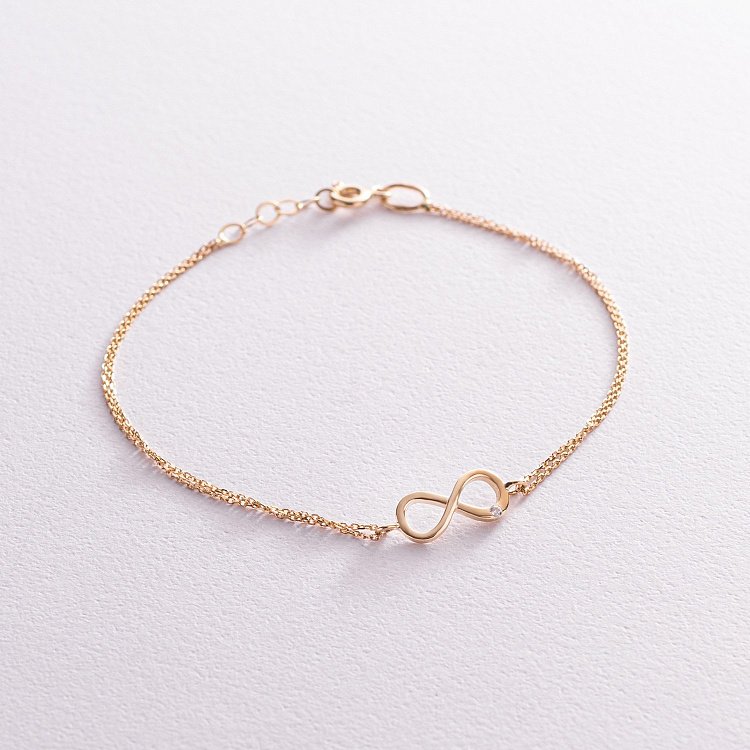 Браслет "Бесконечность" в желтом золоте (фианит) б04862 от ювелирного магазина Оникс