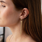 Серьги "Клевер" с цепочками (желтое золото) с09409 от ювелирного магазина Оникс - 2