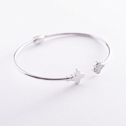 Золотой браслет "Клевер" (фианит) б04133