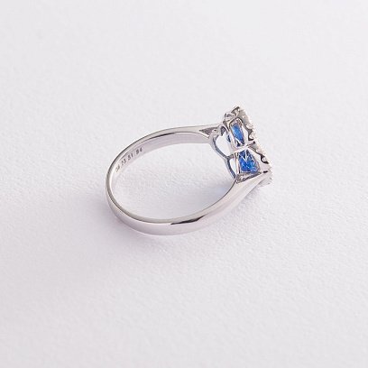 Золота каблучка з сапфірами і діамантами R01555mi №3