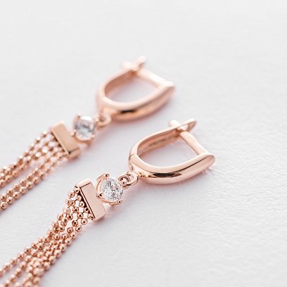 Висячие серьги из красного золота с06319 №2