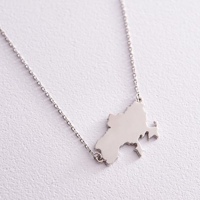 Кольє "Карта України" у білому золоті (можливе гравіювання) кол02250 №6