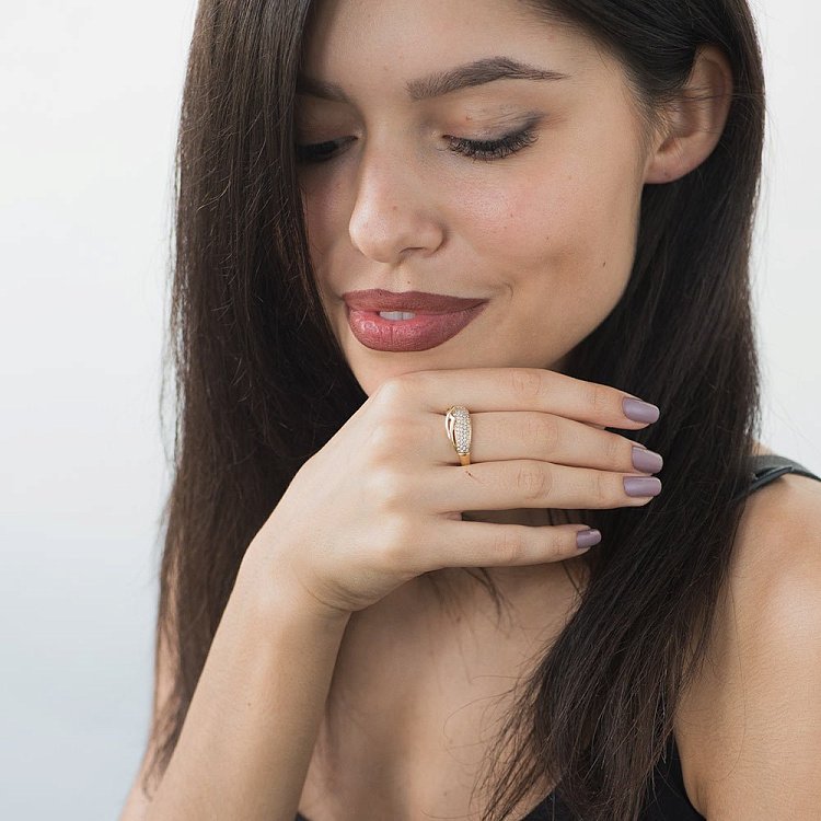 Золотое кольцо с бриллиантами кит0295 от ювелирного магазина Оникс - 4