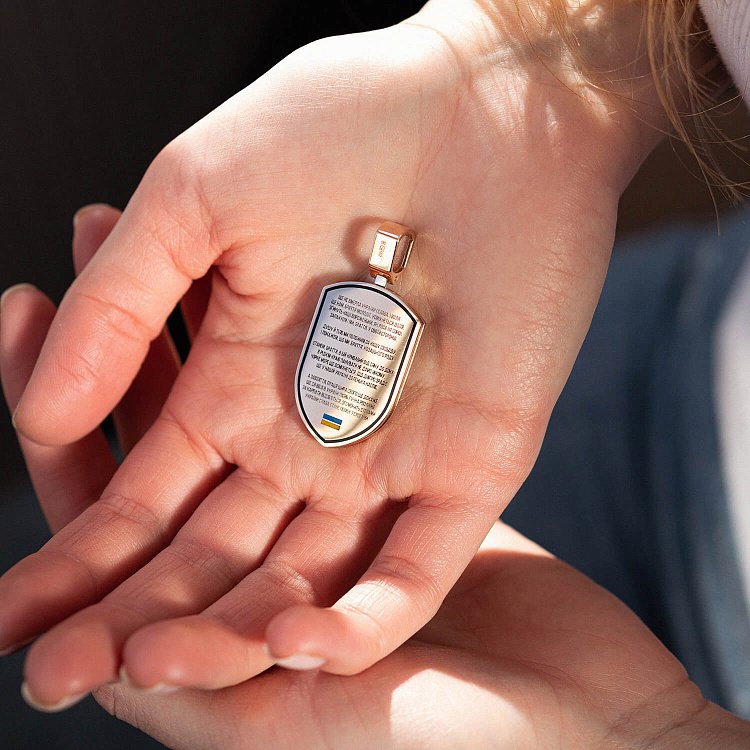 Кулон "Герб України - Тризуб. Гімн України" у червоному золоті 129512400 - 3 Кулон "Герб України - Тризуб. Гімн України" у червоному золоті 129512400 від ювелірного магазину Онікс - 3