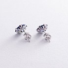 Золоті сережки - пусети "Квіточки" з діамантами і сапфірами сб0473gm от ювелирного магазина Оникс - 2