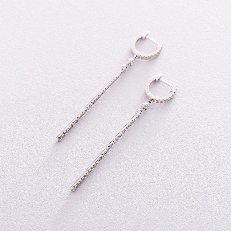 Висячі сережки з діамантами з білого золота сб0298ca від ювелірного магазину Онікс