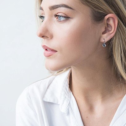 Золотые серьги (топаз "Лондон голубой") с02408 №2