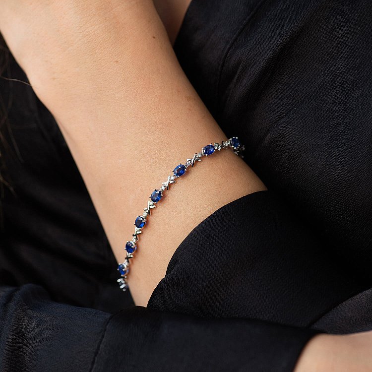 Золотий браслет з сапфірами і діамантами бб0040nl від ювелірного магазину Онікс - 1