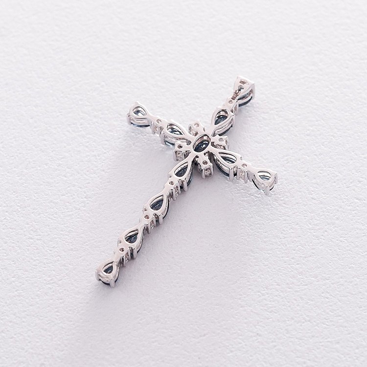 Золотой крестик (бриллиант, сапфир) пб0198са от ювелирного магазина Оникс - 2