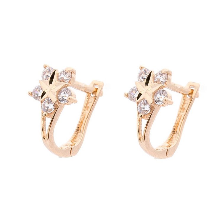 Золоті сережки "Зірочки" (фіаніти) с05674 від ювелірного магазину Онікс - 1
