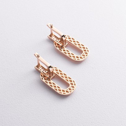 Серьги в красном золоте (фианиты) с09290 №3