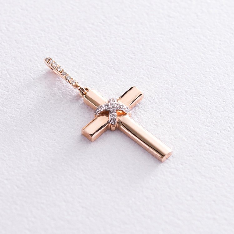 Золотий хрестик з діамантами пб01865 від ювелірного магазину Онікс