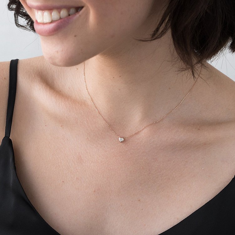 Золоте кольє "Сердечко з фіанітом" кол01204 від ювелірного магазину Онікс - 1